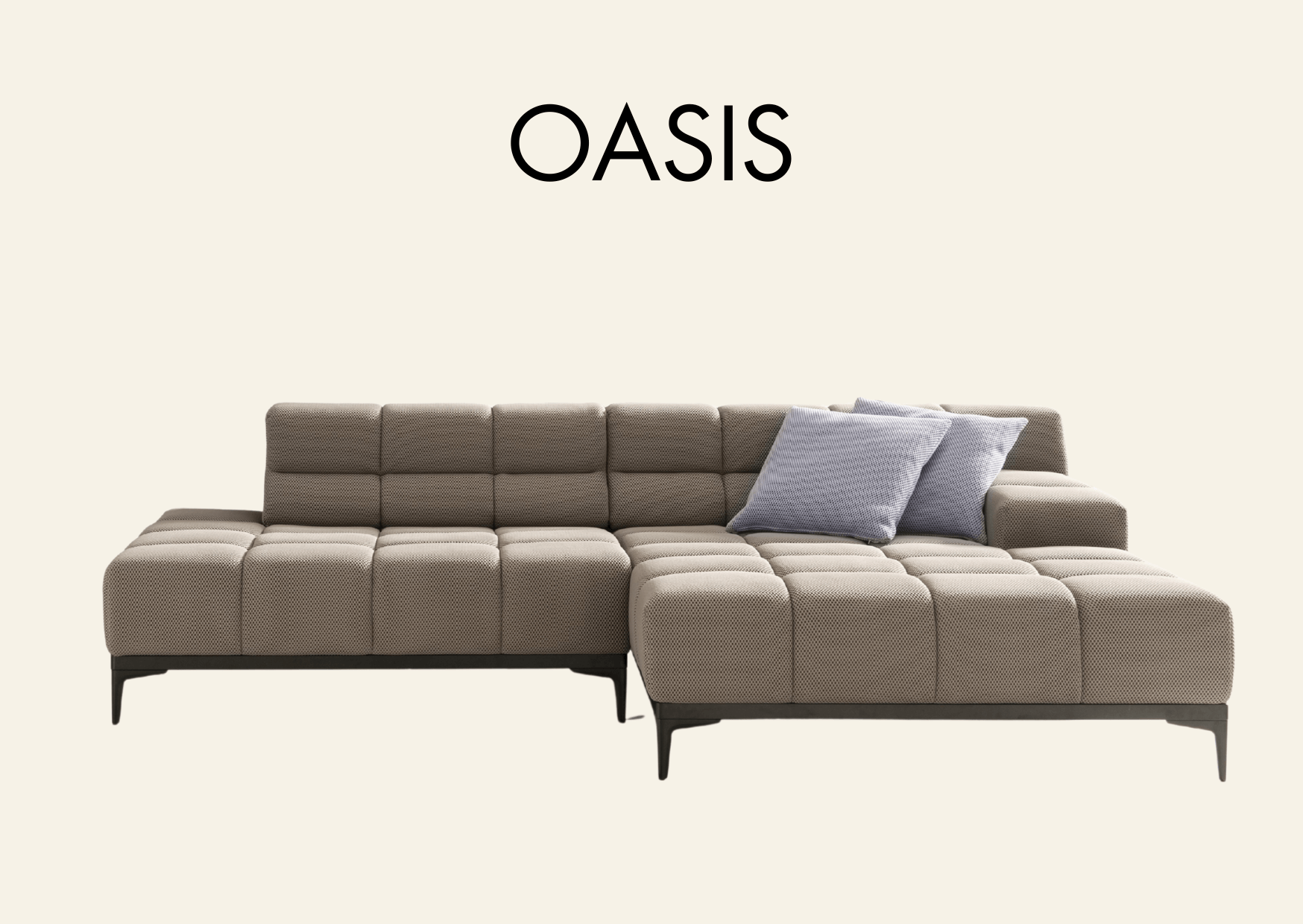 Couch mit Karo-Steppung - klassisches Chesterfield Muster. Aufschrift "Oasis"